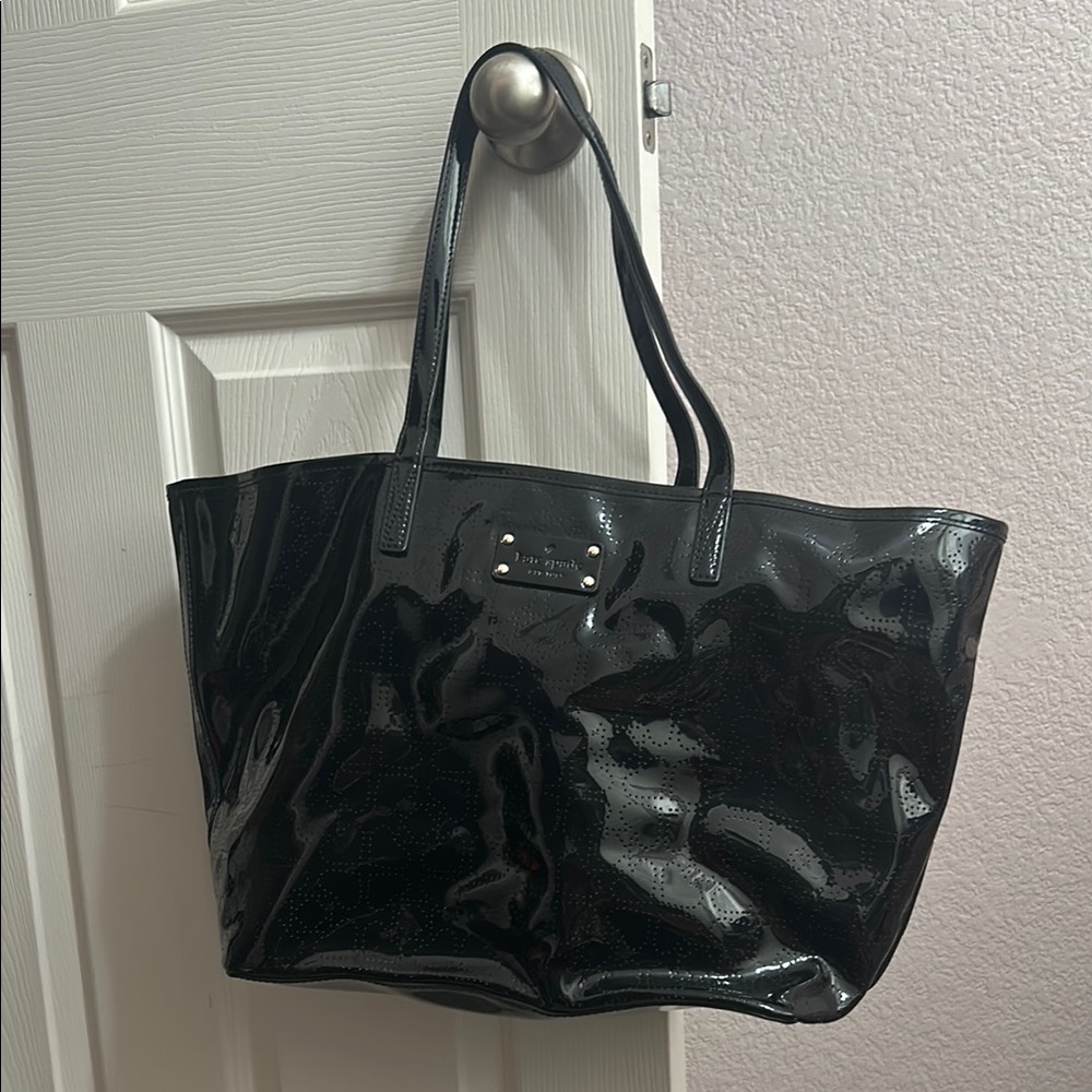Kate Spade Black Glossy Tote Bag